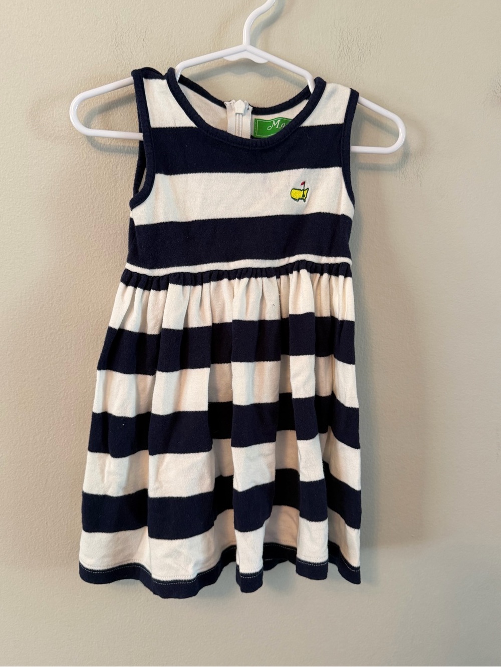 Masters Navy & White Striped Sleeveless Kids Dress